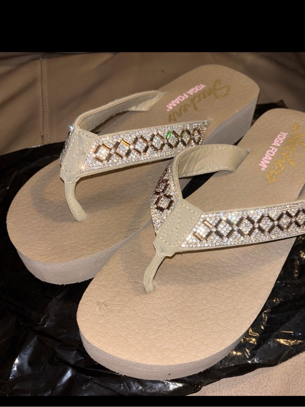 NWOT Skechers Cali Meditation Lotus Bae flip-flops f rhinestones, Women10